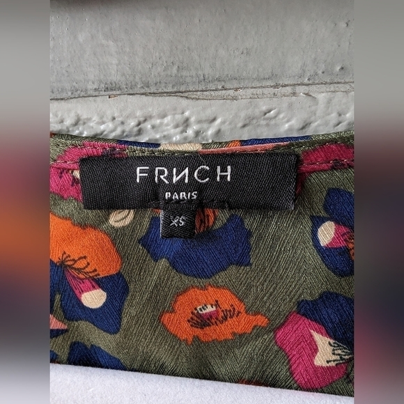 FRNCH Frida Multi Floral Pattern Satin Long Sleeve Shirt Dress Women's Size XS - Picture 3 of 6
